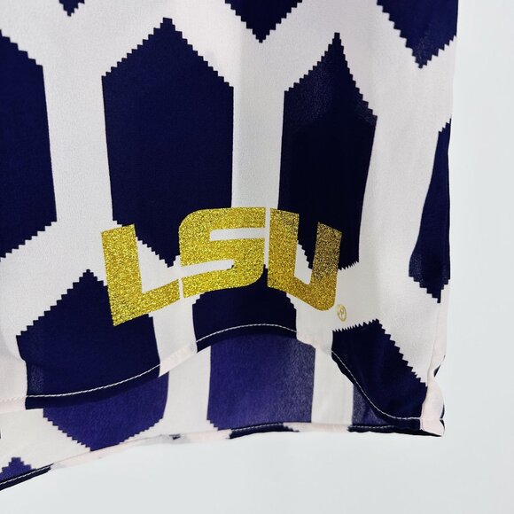 Gameday Couture Purple White Gold Printed V-Neck LSU Pocket Tunic Top Size S - Picture 5 of 9